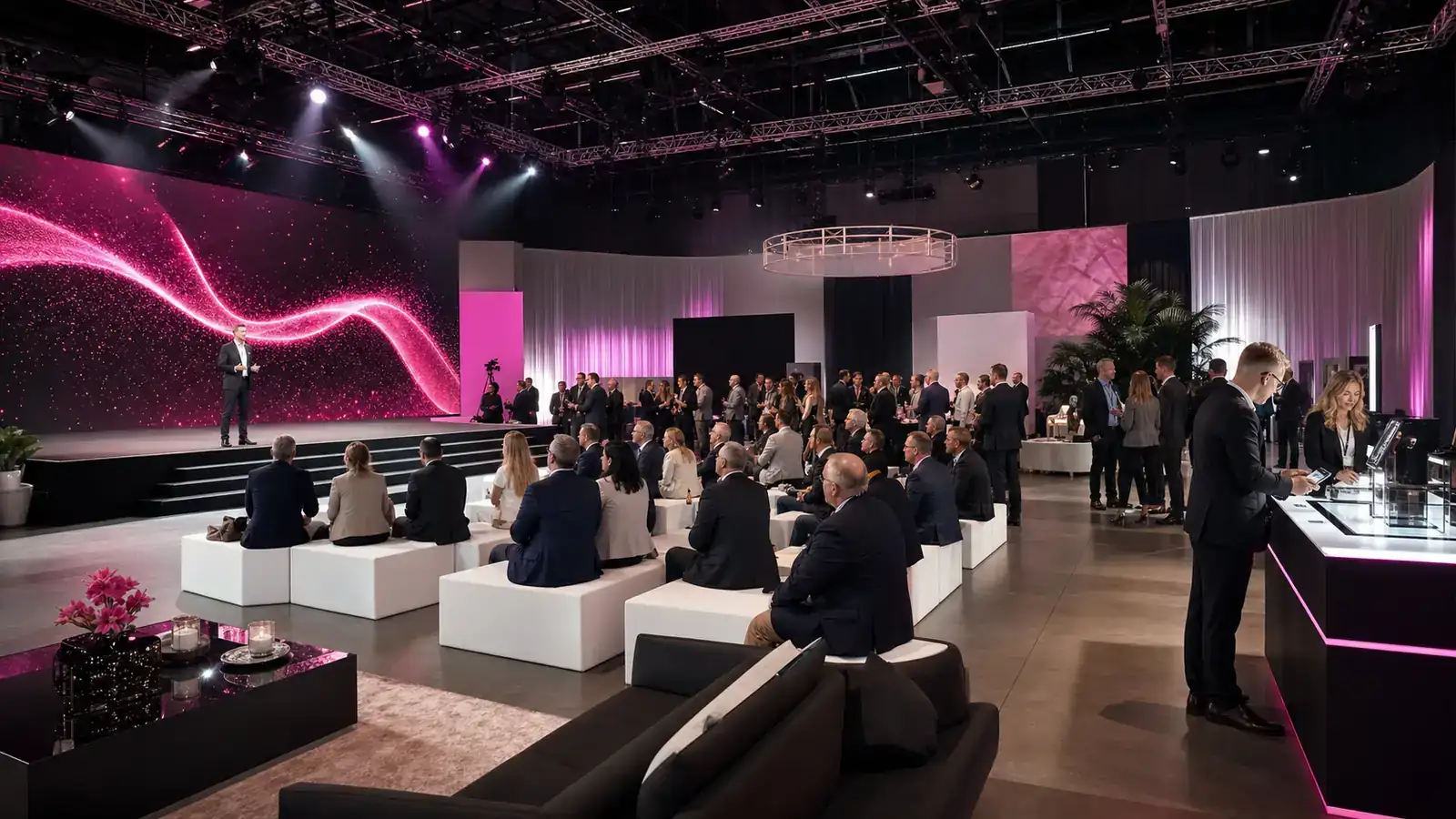 Professionals attending a premium corporate product-launch event