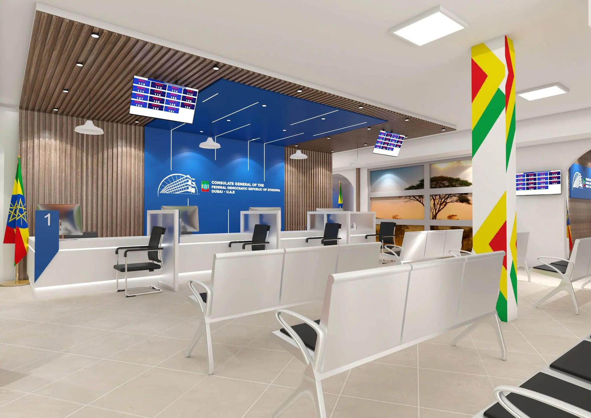 Ethiopia Consulate reception and waiting area