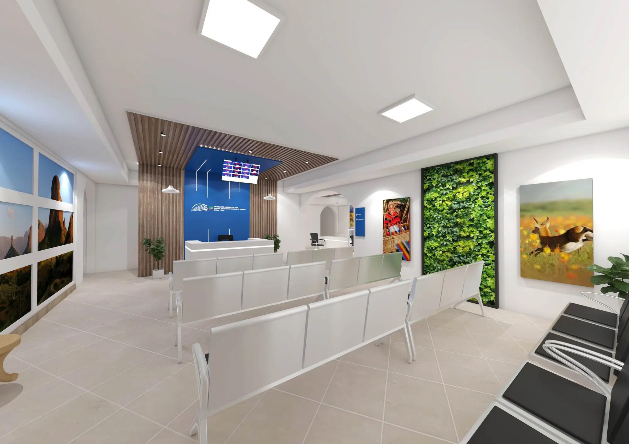 Ethiopia Consulate interior with warm timber finishes